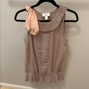 LOFT Mauve Sleeveless Blouse with Bow Detail